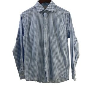 Southern Pines Men Medium Blue Plaid Button Up Shirt